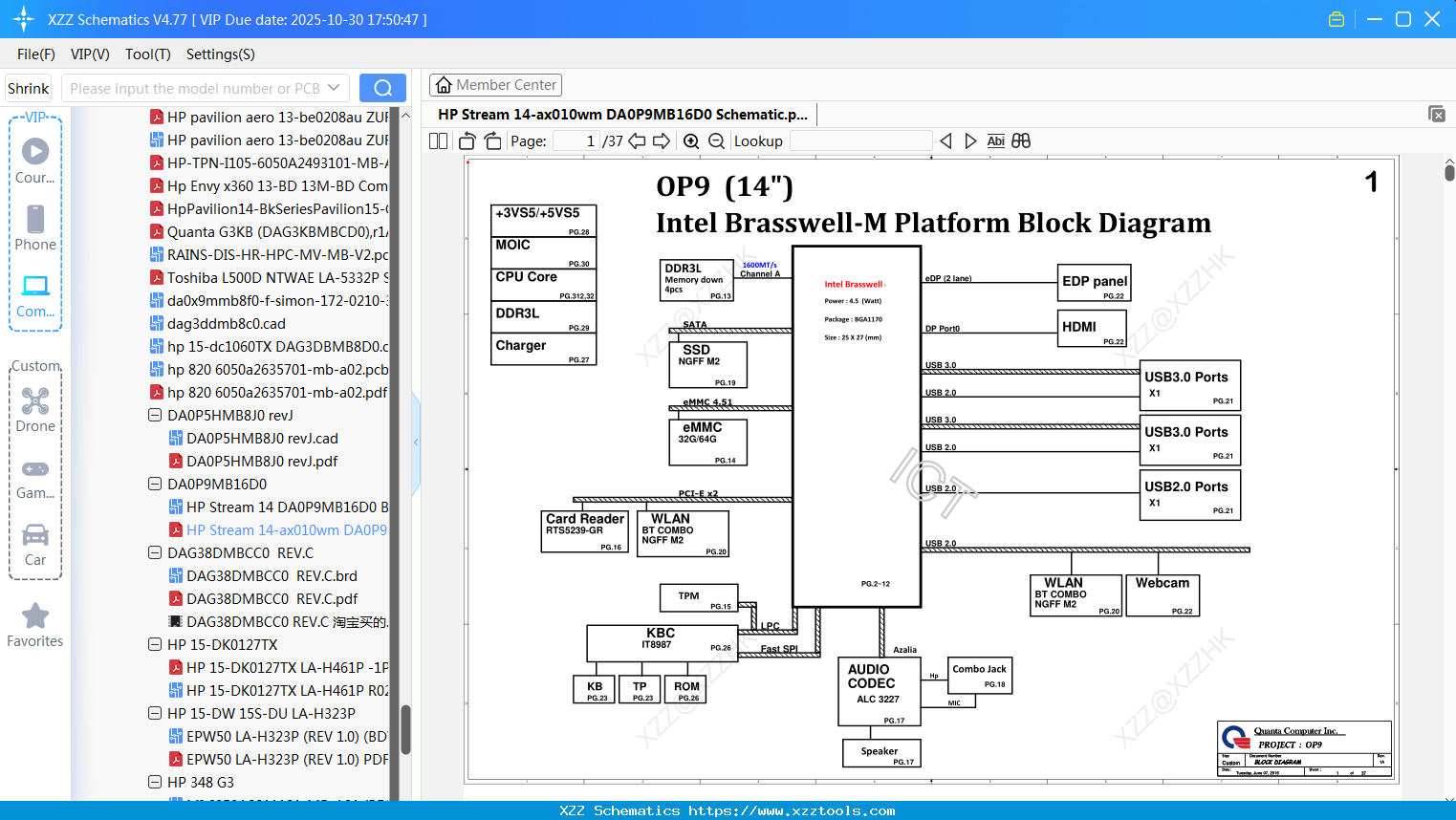 Laptop HP Stream 14-ax010wm DA0P9MB16D0 Schematic